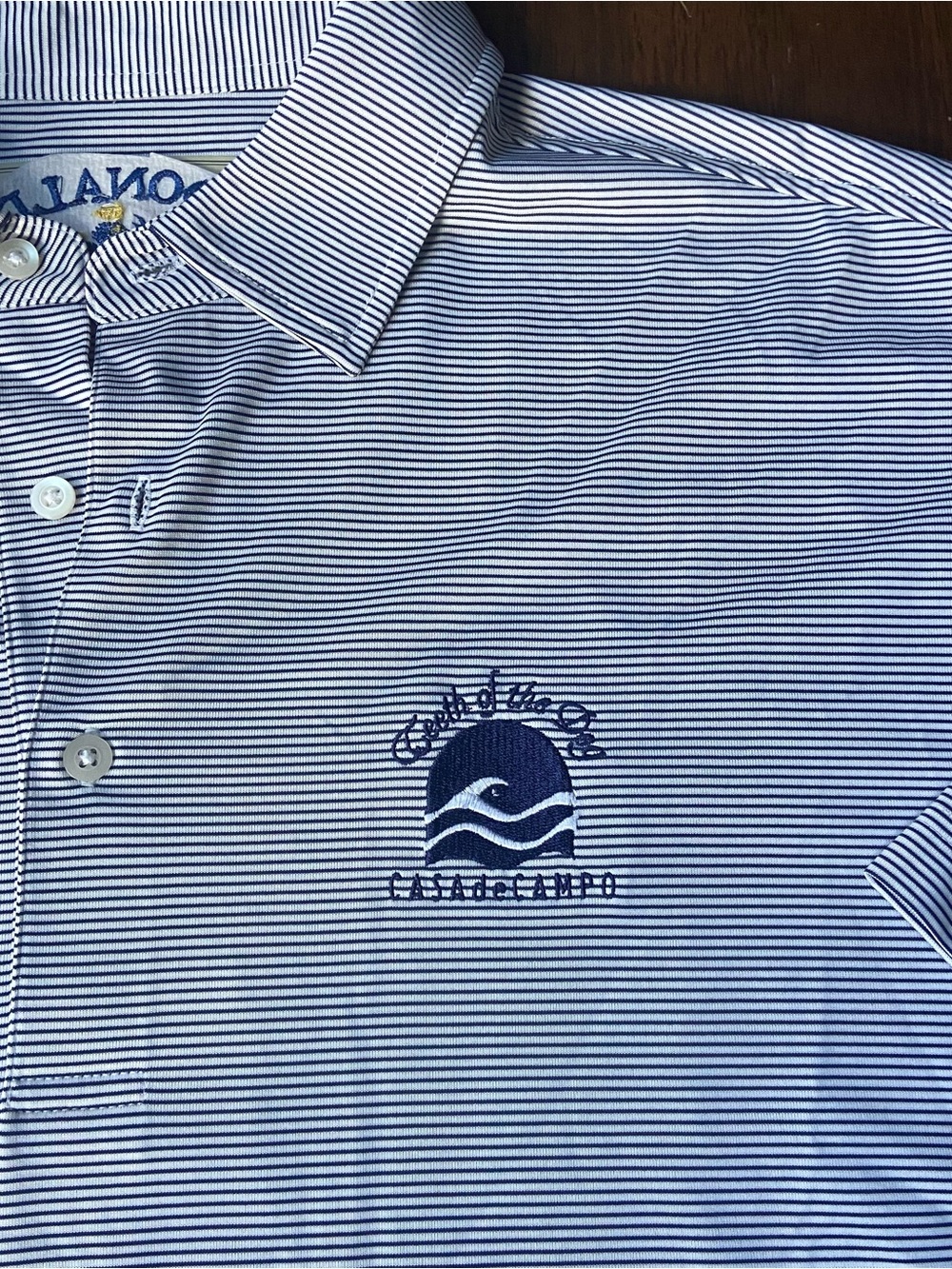 Donald Ross Casa De Campo Teeth Of The Dog Golf Polo Shirt Mens L Blue Striped